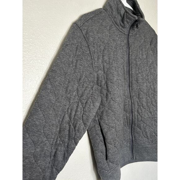Banana Republic Men Small Gray Quilted Sweater Jacket Full Zip Cozy Lightweight - Picture 5 of 9
